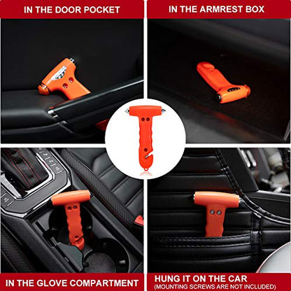 2 Pack Car Safety Hammer Seatbelt Cutter (Red)