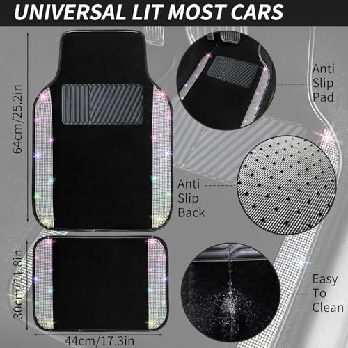 Multicolor Bling Car Floor Mats Full Set (Multicolor Diamond / Car Floor Mats (4 Pieces))
