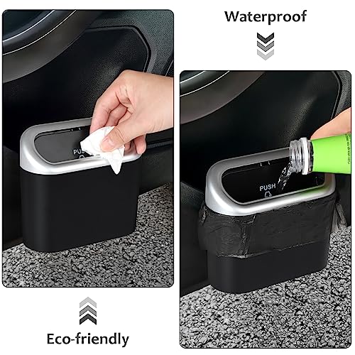 Car Trash Can with Lid (Black/Silver Lid, Black/Silver Lid)