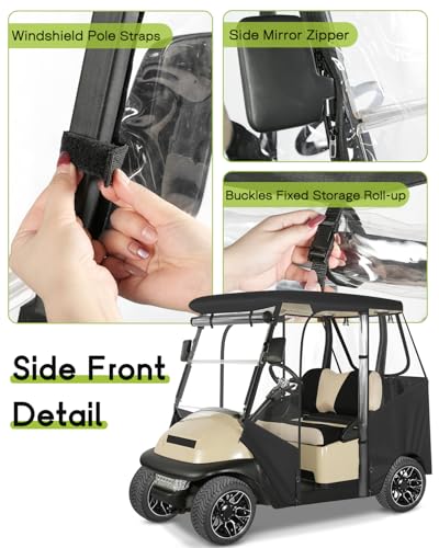 2 Passenger Golf Cart Enclosure for Club Car Precedent Tempo Onward (New for Precedent Tempo Onward 2 Passenger / Black)
