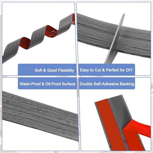 Wall Corner Protector Moulding Trim Peel and Stick (Deep Gray Wood / 0.8 In x 10 Ft)