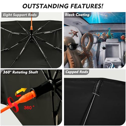 Funny Octopus Car Windshield Sun Shade Umbrella Car Windshield Foldable Car Umbrella Sun Shade Cover Heat Reflective Sun Visor Blocks UV Rays Front Window Shade (One Size / Funny Octopus)
