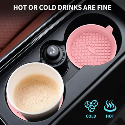 Car Cup Holder Coasters [4 Pack] Silicone Cups Mats (4pack-pink)