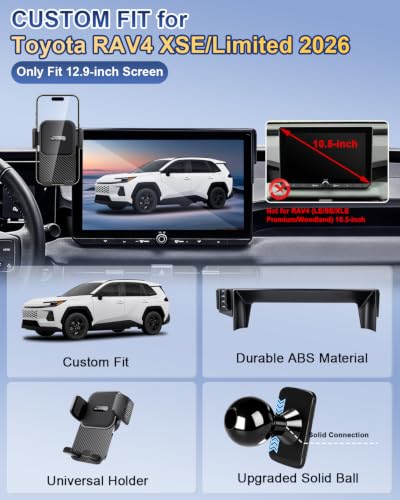 Car Phone Holder for Toyota RAV4 XSE (Universal Holder / 2026 Toyota RAV4 XSE/Limited | 12.9-Inch)