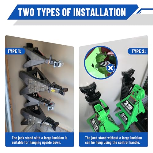 4 Packs Jack Stand Holder Wall Mount Organizer Bracket Rack Fits 4 & 5 & 6 Ton Jack Stands (Fit for 4 & 5 & 6 Ton)