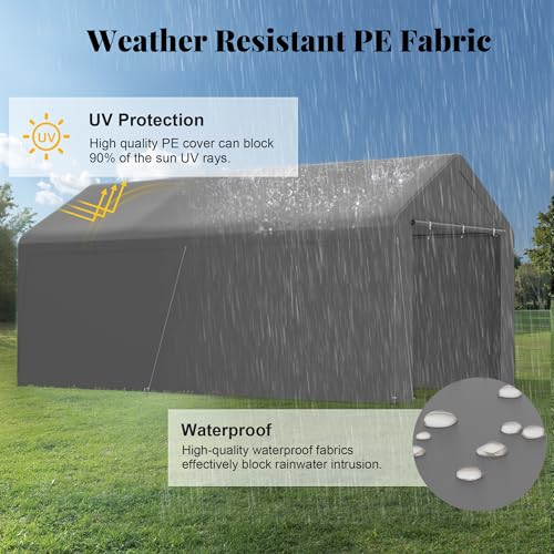10x20 Carport Heavy Duty Portable Garage Shelter w (Gray / 10x20 with sidewalls)