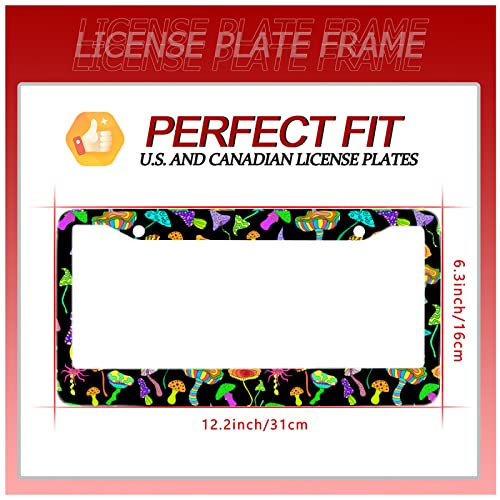 Colorful Mushrooms Stainless Steel License Plate Frame Fits US Standard (Colorful Mushrooms)