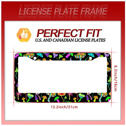 Colorful Mushrooms Stainless Steel License Plate Frame Fits US Standard (Colorful Mushrooms)
