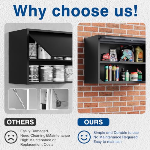 Metal Storage Cabinet Black&Gray Wall Cabinets with Shelf and Locking Door (15.7"D x 31.5"W x 21.6"H / Black&gray)