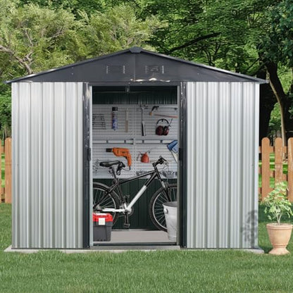 4x8 FT Outdoor Storage Shed (4x8 FT/Window / White+Black)