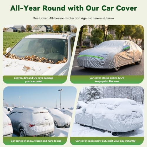 6 Layers Premium Hatchback Car Cover Waterproof All Weather Weatherproof UV Sun Protection Snow Dust Storm Resistant Outdoor Exterior Custom Form (Silver Car Cover / K18 - Hatchback -（Fits size To 173"）)