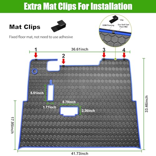 EZGO TXT Golf Cart Full Coverage Floor Liner Mat (Black Blue)