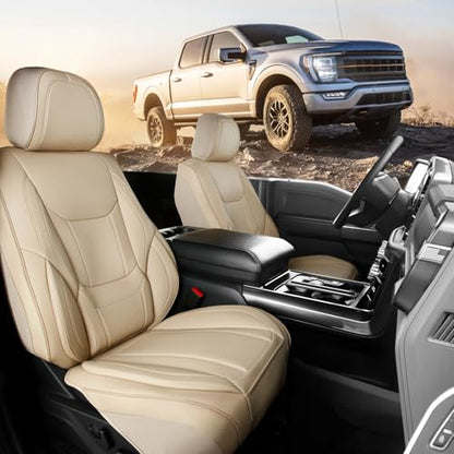 Premium Custom Fit Truck Car Seat Covers Front Seats Waterproof (A24 (See Vehicle Size Chart) / Front - Beige)