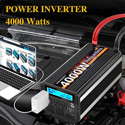 4000 Watt Power Inverter 12V DC to 110V 120V Converter for Family RV Off Grid Solar System Car with Type (12v-4000W)