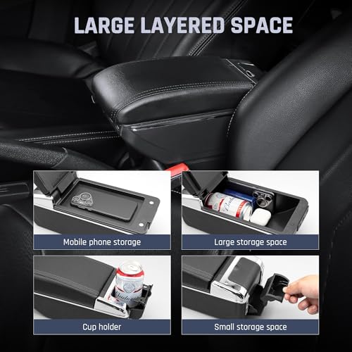 Car Armrest Box for KIA Stonic Rio 3 2018 (7 USB Ports / Black Thread)