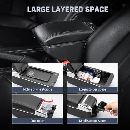 Car Armrest Box for KIA Stonic Rio 3 2018 (7 USB Ports / Black Thread)