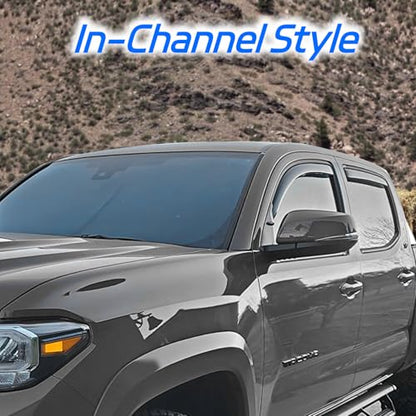 4 PCS in Channel Rain Guards Fit for 2021 2022 2023 2024 2025 2026 Ford F150 SuperCrew (For 21-26 Ford F150 SuperCrew)