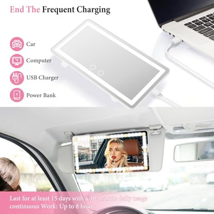 Car Sun Visor Vanity Mirror (White / 1PCS)