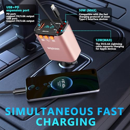 Retractable Car Charger (Pink)