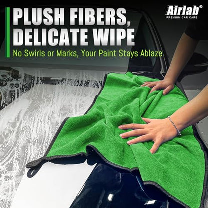 Microfiber Towels Cars Wash Drying Cleaning Cloth (Green & Grey)