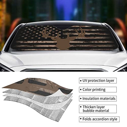 American Flag Camouflage Car Windshield Sunshade Front Window Sun Visor Protector Foldable Shield Cover for Truck SUV (White9 / Small)