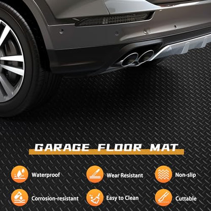 2.5mm Thickened 5Ft x 7.5Ft Garage Floor Mat Rubber Flooring Roll (5Ft x 7.5Ft--Black)