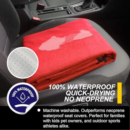 Back Seat Cover for Car Trucks Van SUV Jeep (Rear Bench Seat Towel / Red)