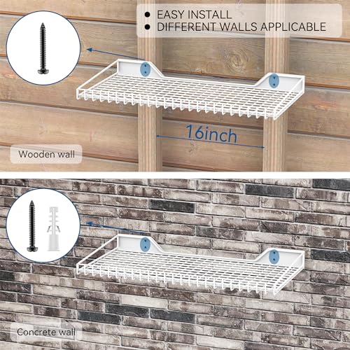 Garage Wall Shelves 23.6"x11.8" Wall Mount Metal Shelves 2 Pack (White / 2pack)