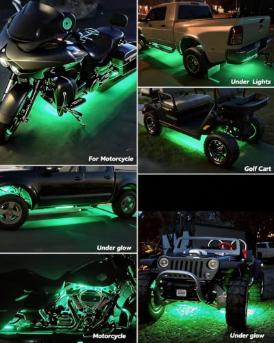 12V Led Light Strip for Car Motorcycle Golf Cart 12.5In Green 4Pack (Green Led Strip)