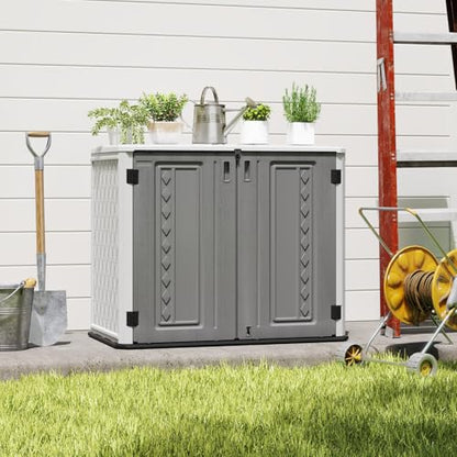 Outdoor Storage Shed Diamond Texture 4x3FT Horizontal Shed (White & Grey-26 Cu ft)