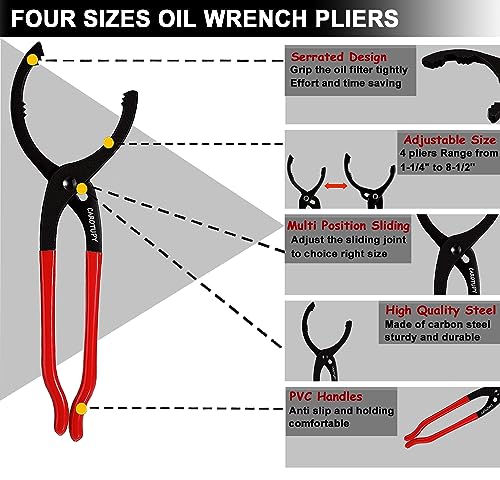 Oil Filter Wrench Set (6 Pack - Black & Red)