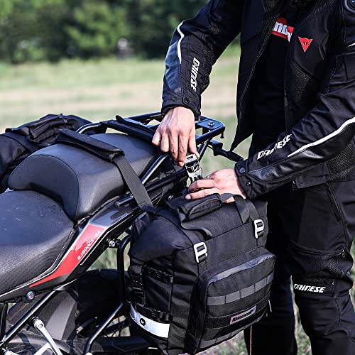 Motorcycle Saddle Bag Waterproof Motor Pannier Bag Luggage Pack Quick Release Motorbike Side Bag 20L (Black)
