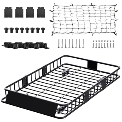 250LBS Universal Roof Rack Basket (Roof Basket with Net)