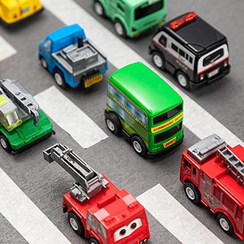 18 Pcs Pull Back City Cars and Trucks Toy Vehicles Set