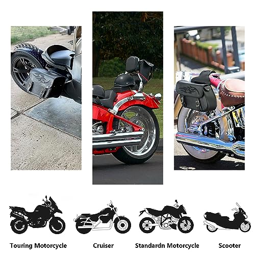 Motorcycle Saddle Bags Leather Motorcycle Luggage Bag with Gun Holsters For Softails Sportsters and Choppers Waterproof Luggage Bags (14" x 12" x 10" / Black Leather)