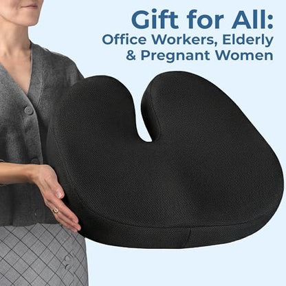 Seat Cushion Memory Foam Chair Pad for Tailbone Pain Relief (Black / XX-Large)