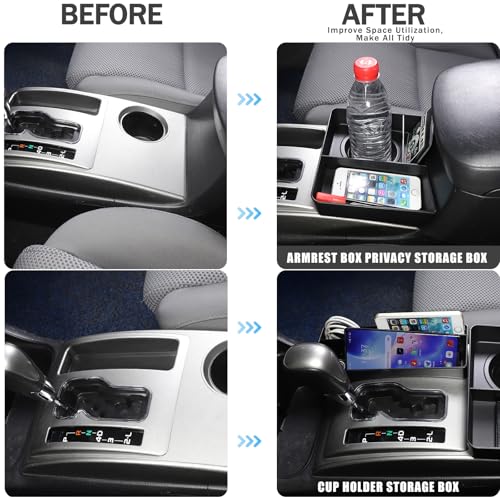 Car Central Control Tray Storage Box Organizer Compatible with Toyota Tacoma 2006 (Cup holder and gear storage box)