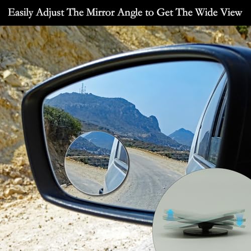 2Pcs Cars BlindSpot Mirrors Side Mirror Removable Adjustabe Angle Round Wide Angle Convex RearView Mirror Car Accessories Universal HD Glass for Suvs Auto Motorcycles RVs (Round-2Pcs)