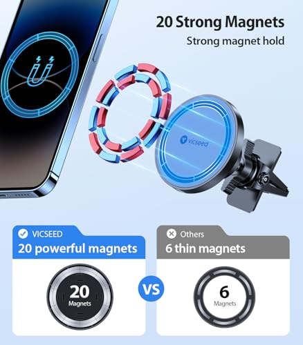 for MagSafe Car Mount [Strongest Magnet Power] Car Phone Holder (Blue)