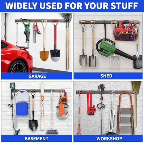 Garage Tool Organizer Wall Mount (48" - 9 Hooks)
