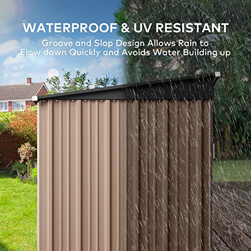 6x4 FT Outdoor Shed (Brown / 6' x 4' FT/Sloped-roof)