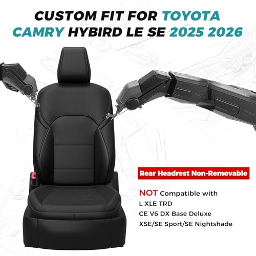 Custom Seat Covers for Toyota Camry 2025 2026 Hybrid (Black / 2025-2026 Camry LE SE)