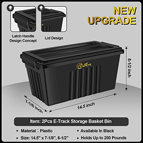 2-Pack E-Track Basket Storage Bins, 14.5 Inche Long, 200 lbs Capacity