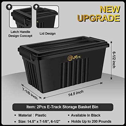 2-Pack E-Track Basket Storage Bins, 14.5 Inche Long, 200 lbs Capacity
