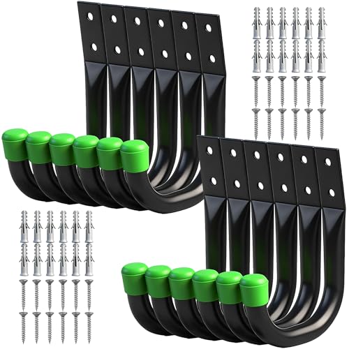 SWANLAKE Heavy Duty Garage Storage Utility Hooks (12-Piece Green)