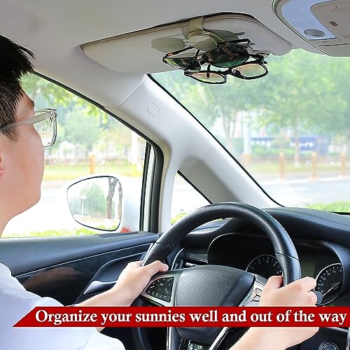 2 Pack Sunglasses Holder for Car Visor (Beige / 2 Pack)