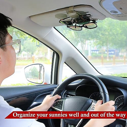 2 Pack Sunglasses Holder for Car Visor (Beige / 2 Pack)
