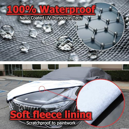 All Weather Waterproof car Cover Good for rain Snow uv Protection dust Small Coupe 350Z Z4 Sky Crossfire SLK GR86 RX (B - (See Size Chart) / BLACK)