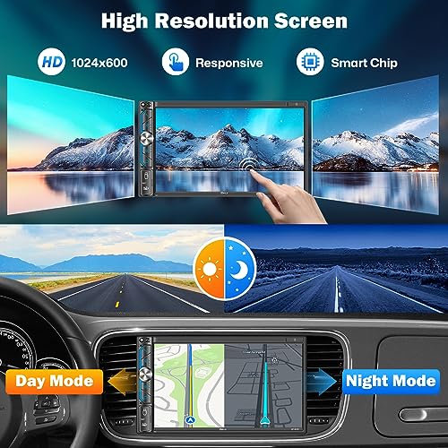 7" Wireless Double Din Car Stereo Apple Carplay Radio Screen for Car Audio Receivers (7")
