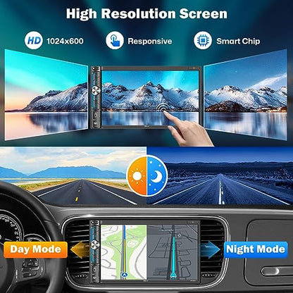 7" Wireless Double Din Car Stereo Apple Carplay Radio Screen for Car Audio Receivers (7")